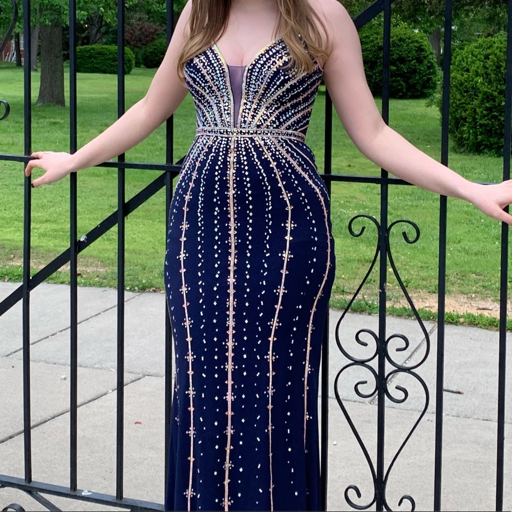 COPY - Navy and rose gold prom dress